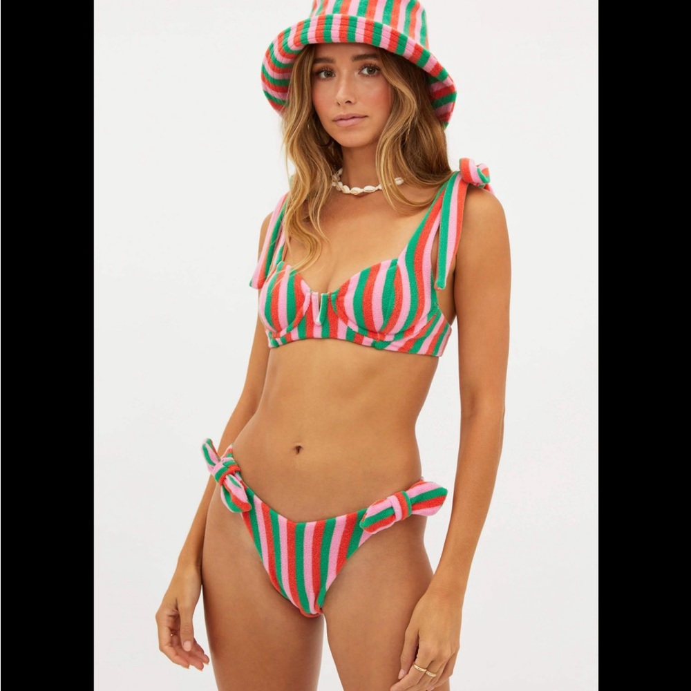 Beach Riot NWT Little Gia Romper, Palm Bch Stripe, GIRLS size 13/14 FitsJr XS/S - Picture 11 of 12